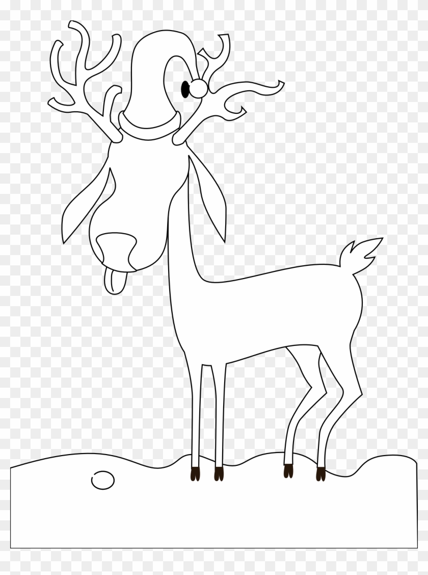 A Reindeer Black White Line Kablam 1979px 281 - Christmas Day Clipart