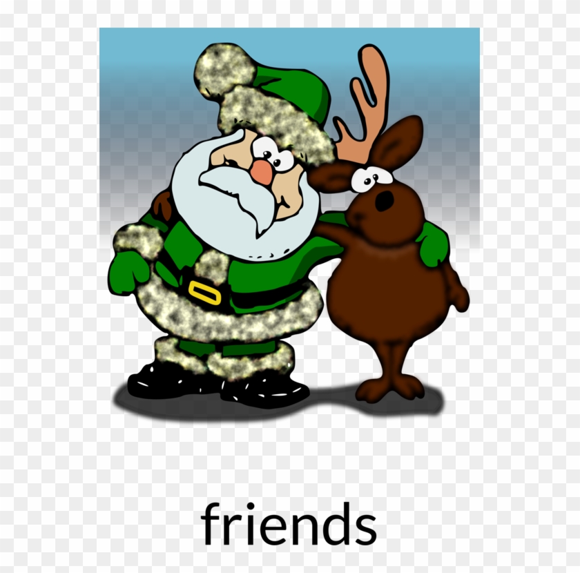 Reindeer Santa Claus Christmas Ornament Christmas Day - Christmas Santa Sleigh And Reindeer Cartoon Clipart