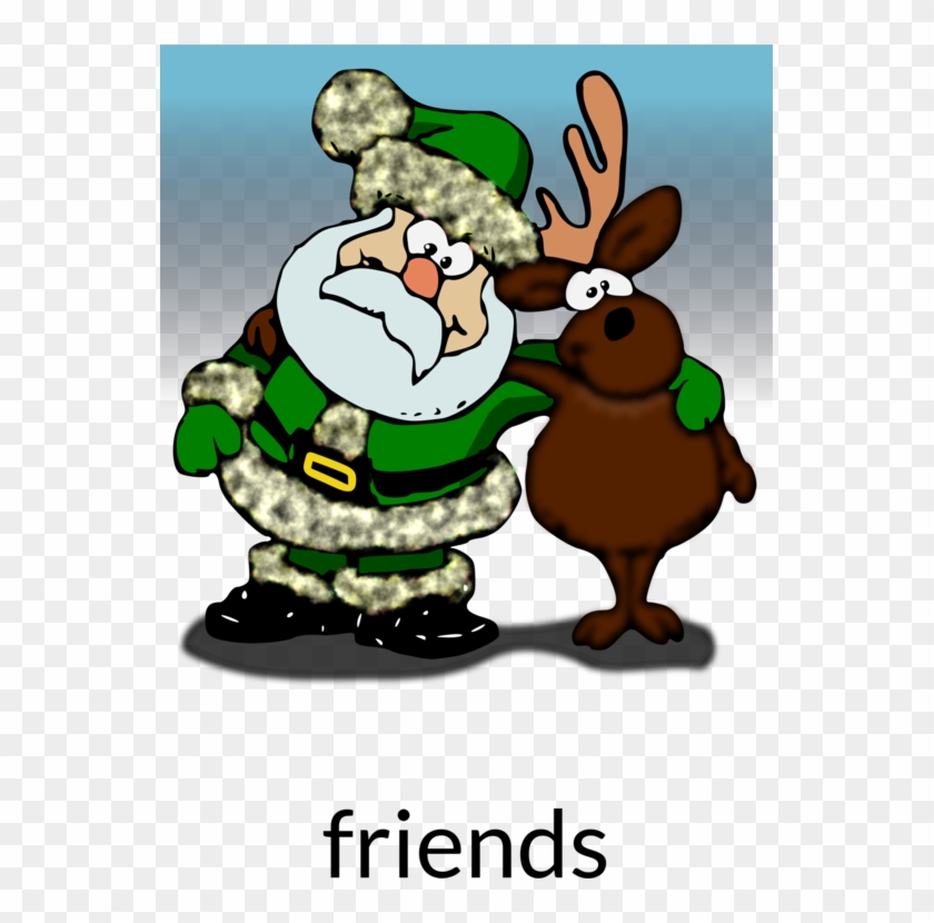 Reindeer Santa Claus Christmas Ornament Christmas Day - Christmas Santa Sleigh And Reindeer Cartoon Clipart #4546744
