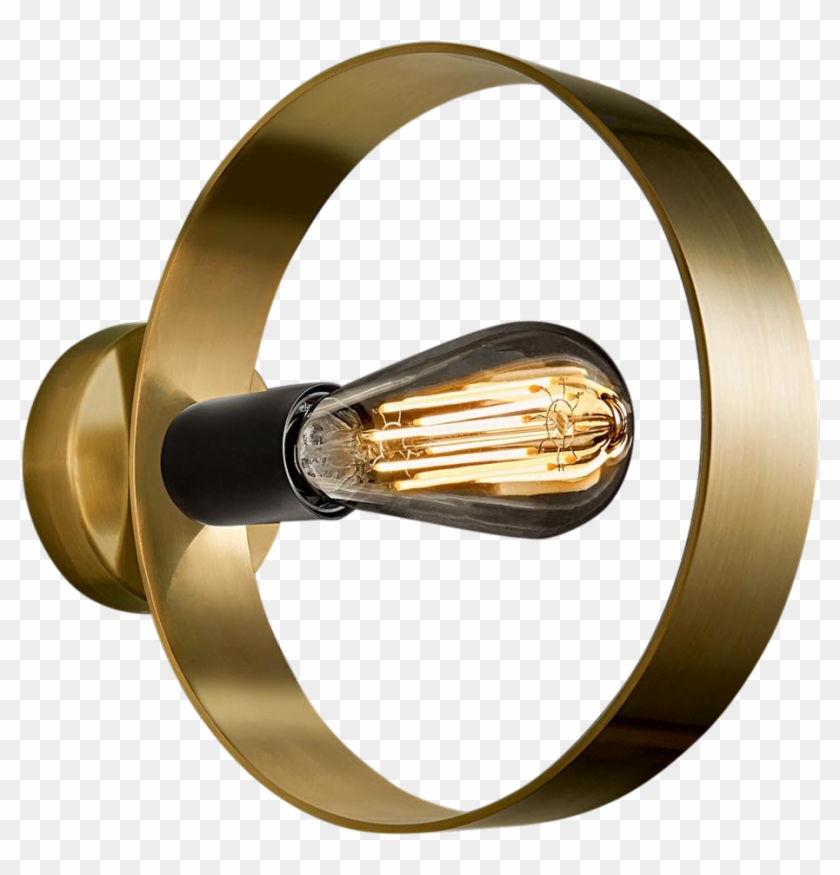 Halo Brushed Brass Wall Light - Ceiling Fixture Clipart #4547001