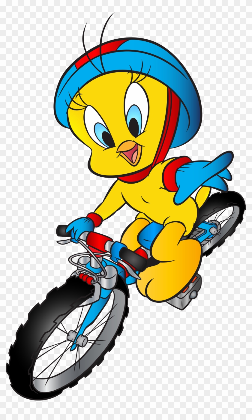 Tweety With Bicycle Transparent Png Image - Tweety Png Clipart #4548397