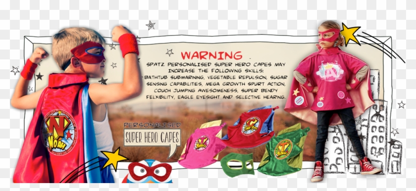 Kids Super Hero Capes With Name, Kids Dress Up Cape - Poster Clipart #4550497