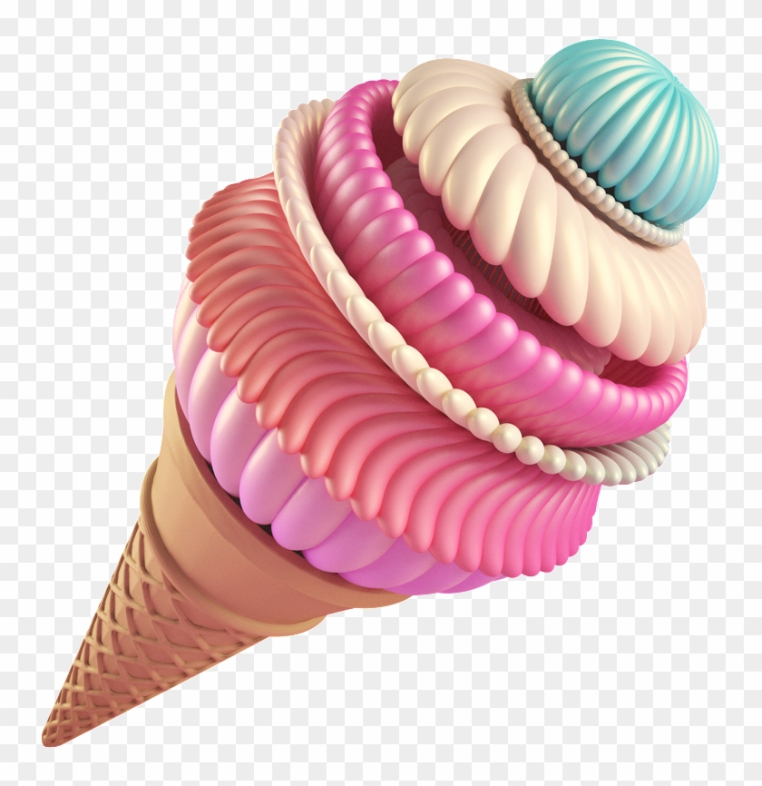 Hand Painted Realistic Ice Cream Transparent - Ice Cream Cone Clipart #4551077