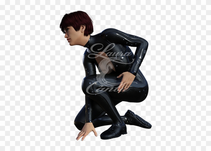 Angelica Kneeling Left - Latex Clothing Clipart