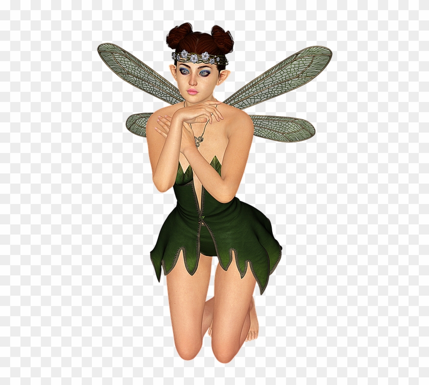 Fee Elf Wing Kneeling Fairy Fae Woman Beauty - Fairy Clipart #4554407