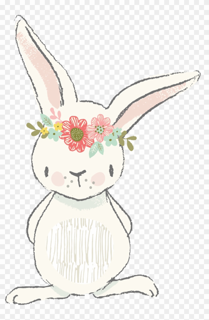 Sweet Bunny Illustration - Cute Printable Easter Cards Clipart #4555310