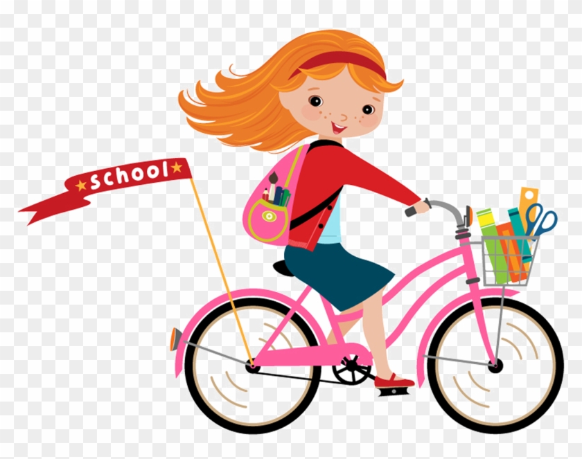 Girl Riding Bike Clipart - Png Download