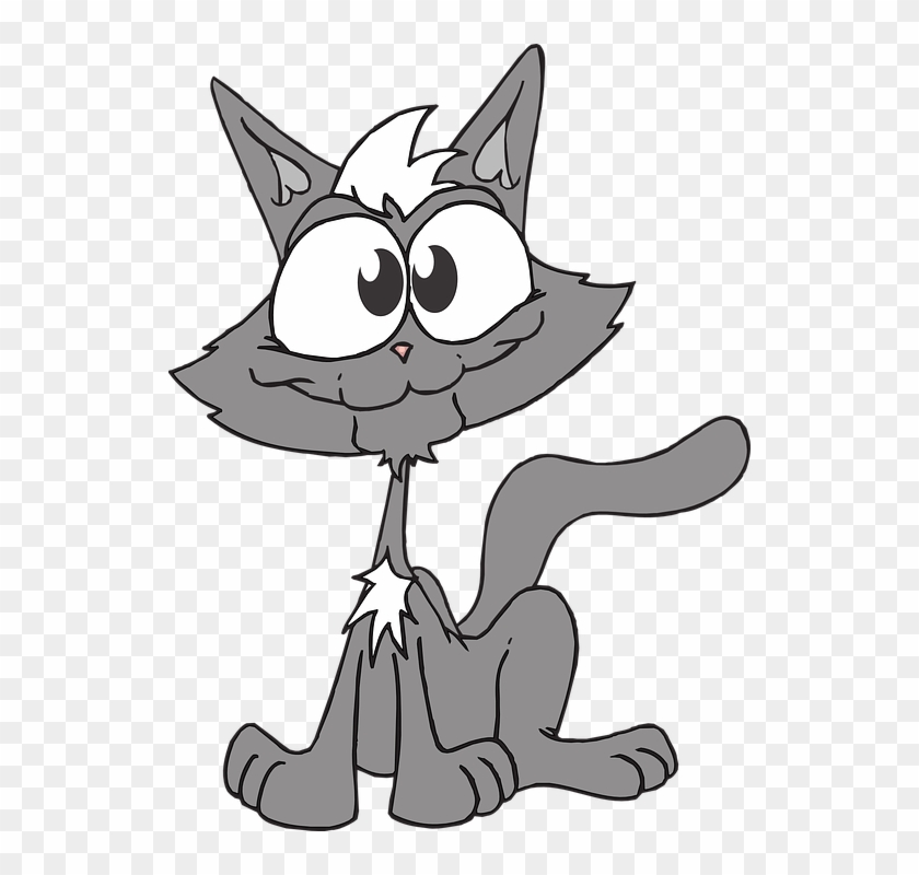 Cat Gray Happy Animal Silly - Cat Cartoon Clipart #4558245