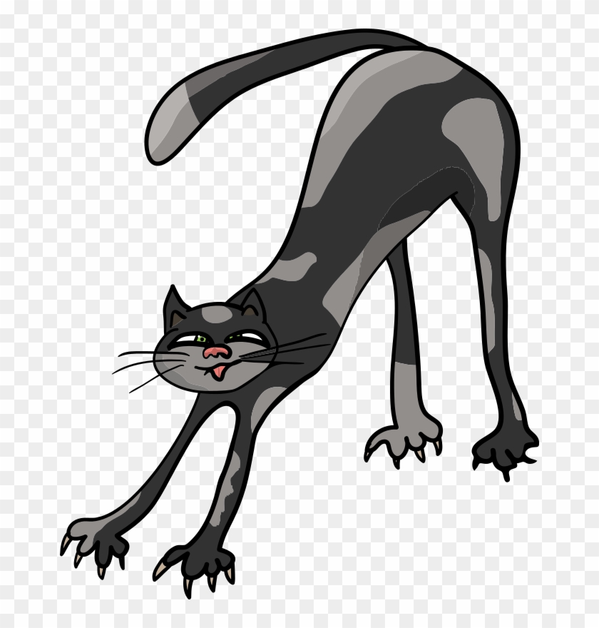 Free Black And Gray Cat Clipart - Cat Clipart Black White - Png Download