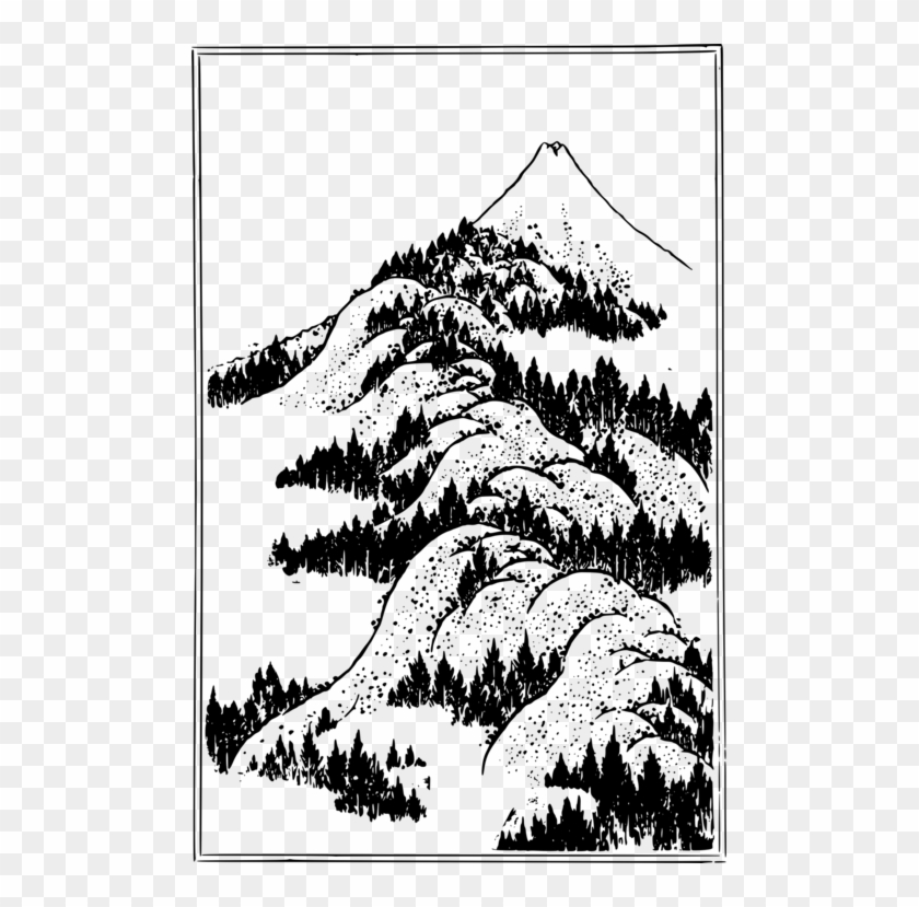 Thirty-six Views Of Mount Fuji Drawing One Hundred - Mount Fuji Line Art Clipart #4561525
