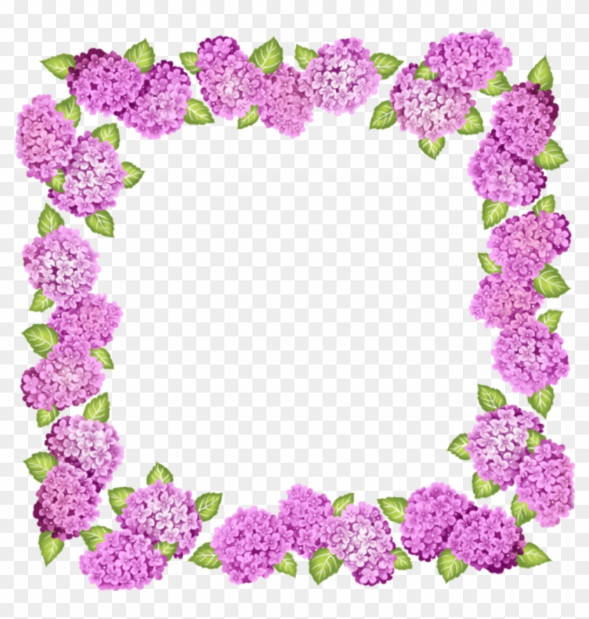 ##pink #flowers #flower #frame #frames #border #borders - Purple Flowers Frame Clipart - Png Download