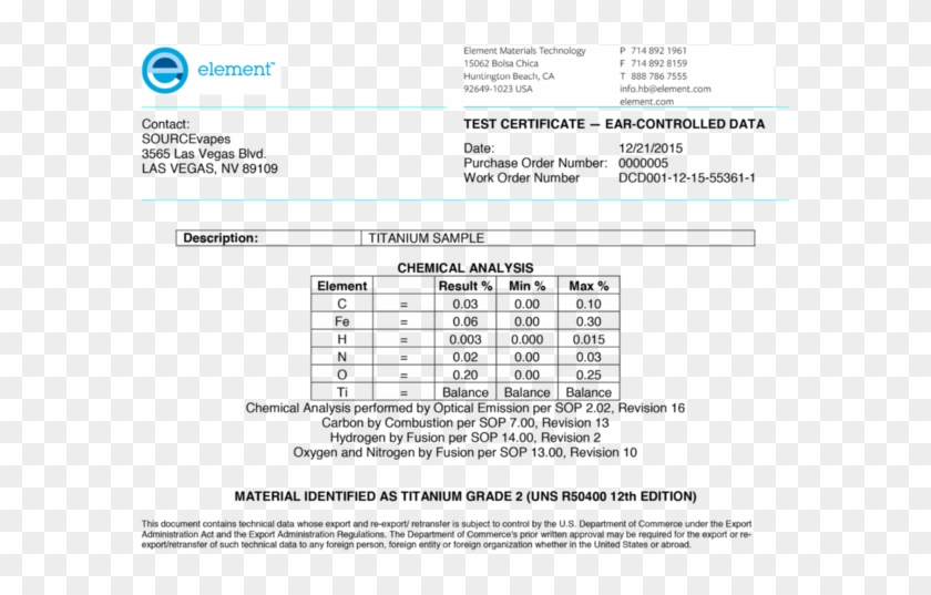 What You Should Know About Titanium In Vape Pens And - Material Certificate Titanium Grade 2 Clipart