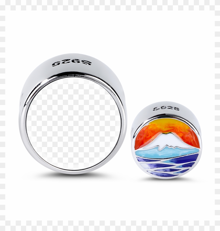 Gnoce "mount Fuji" S925 Sterling Silver Photo Charms - Circle Clipart