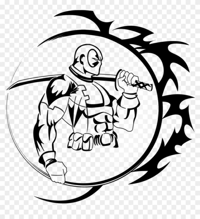 Deadpool Tattoo By Rox Clipart Royalty Free - Small Black And White Deadpool Tattoo - Png Download