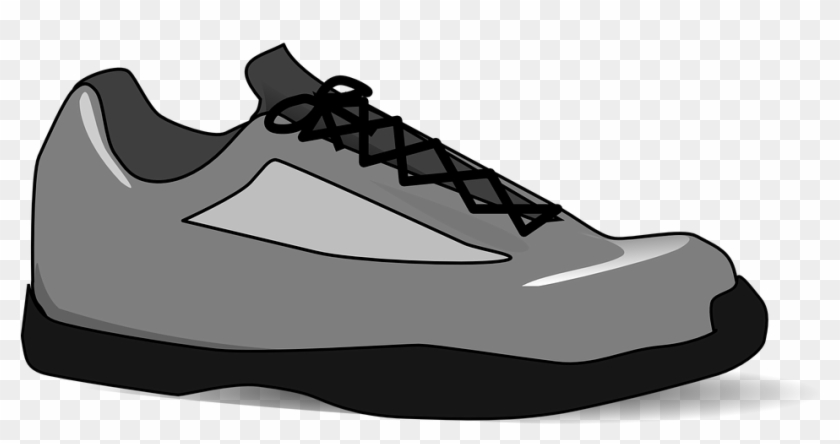 Tennis-shoe Isolated Grey Laces Rubber Sole - Cartoon Shoes With Transparent Background Clipart