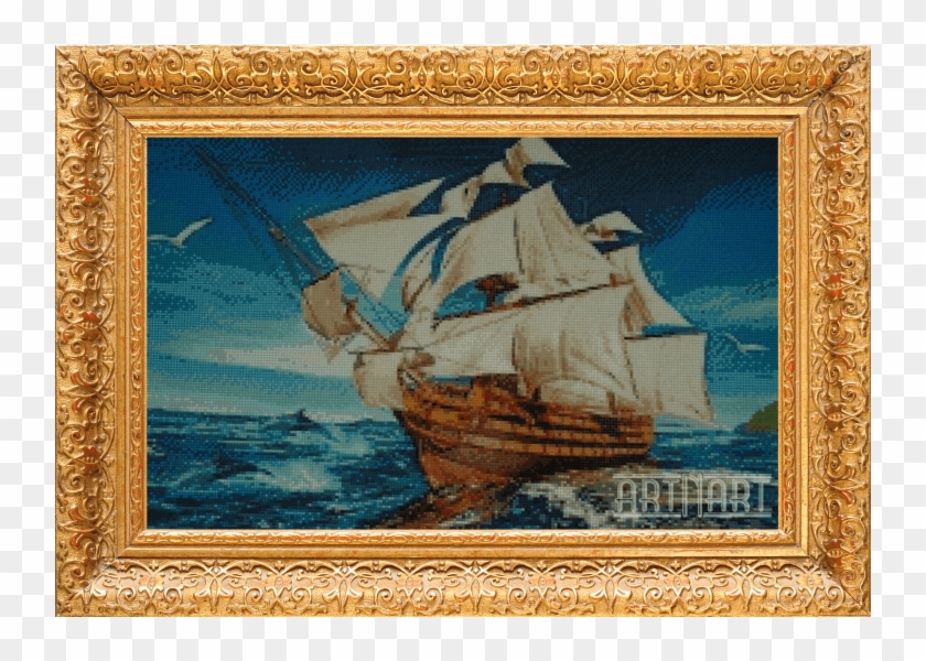3d Handmade Diamond Painting Floating Ship - Sailing Frigate Clipart #4570859
