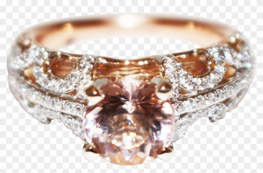 Unique Elegant Natural Morganite Diamond 3-d 2 Layers - Engagement Ring Clipart