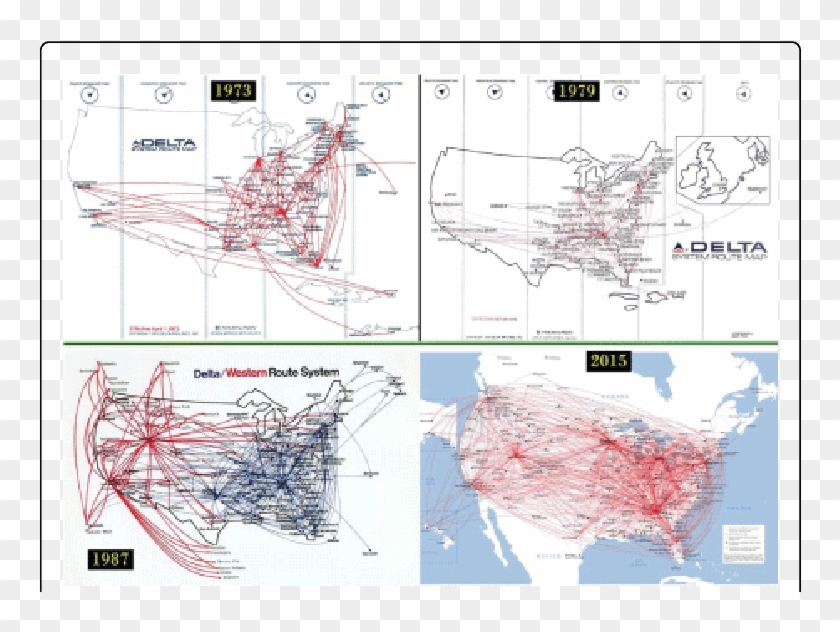 Historic Delta Airlines Route Map - Delta Airline Routes Map Past Clipart #4571838