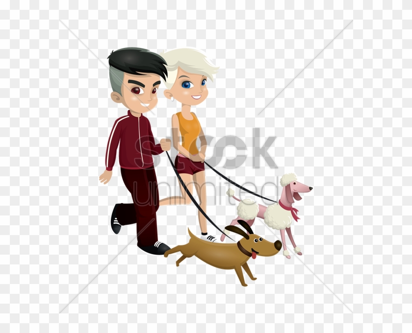 Clipart Resolution 600*600 - Boy And Girl Walking Dog - Png Download