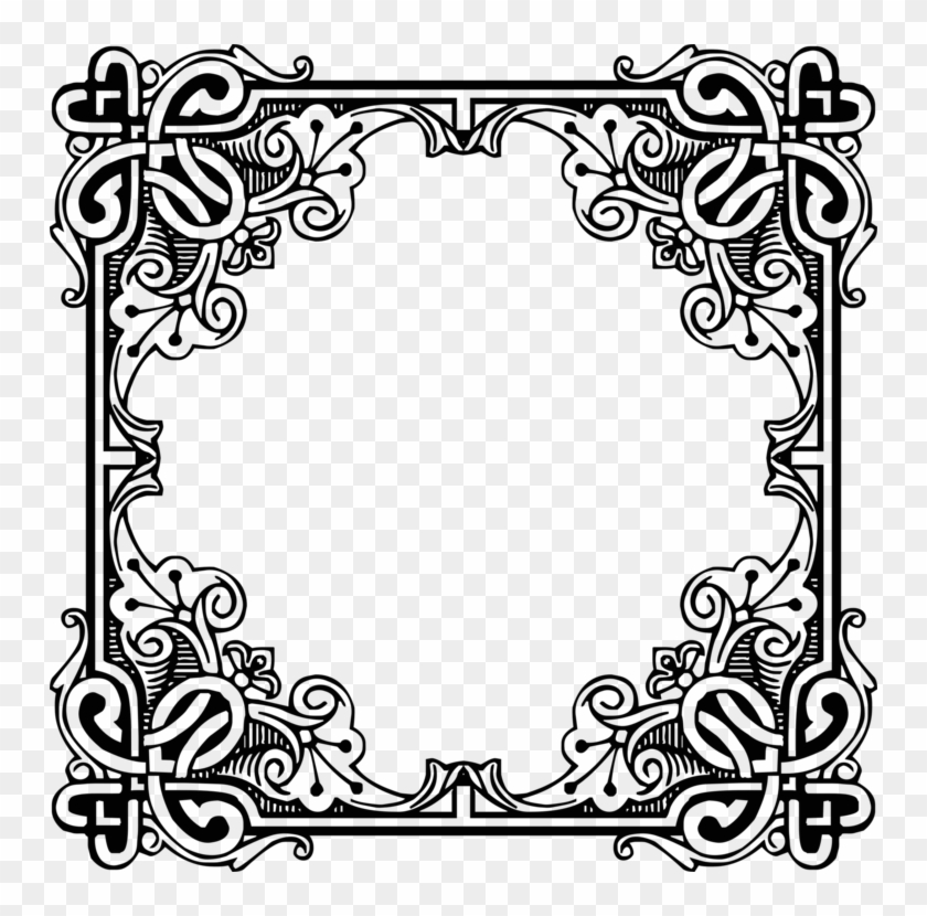 Picture Frames Engraving Antique Retro Style Drawing - Ornamentales Vintage Clipart #4572908