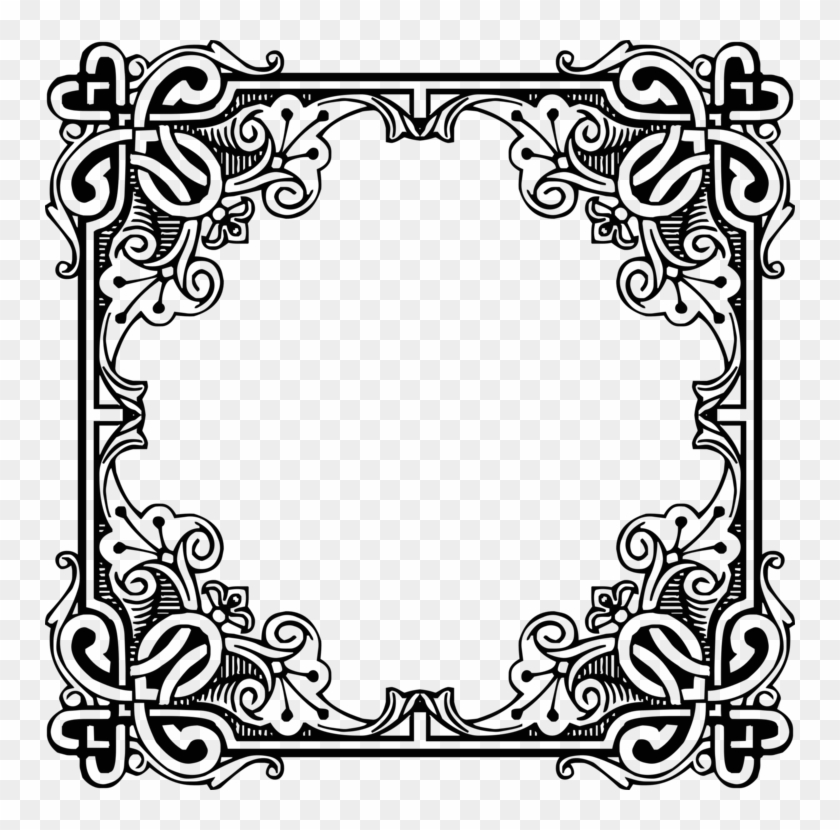 Picture Frames Engraving Antique Retro Style Drawing - Ornamentales Vintage Clipart #4572908