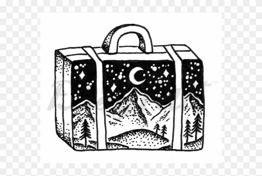 Suitcase Drawing Realistic - Suitcase Tattoo Clipart #4573569