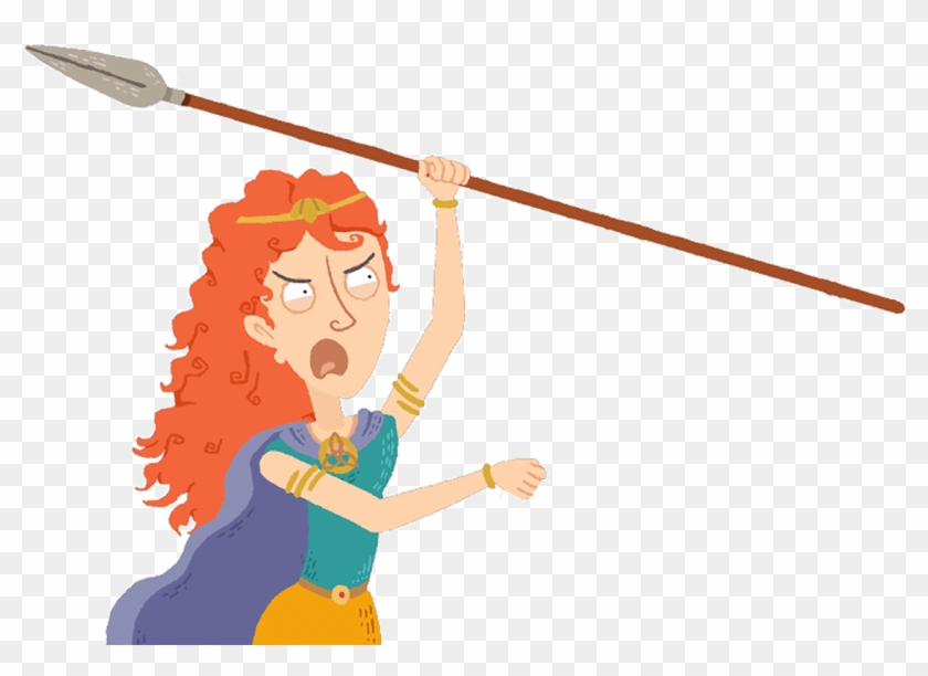 Boudicca With A Spear - Cartoon Clipart