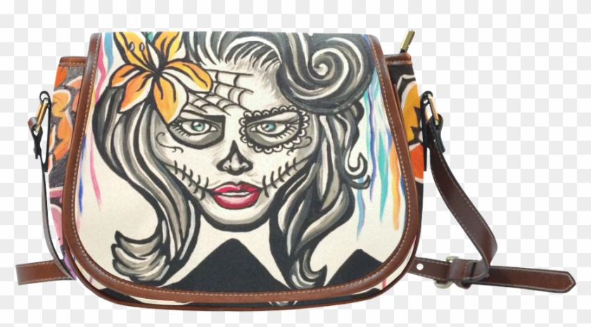 Sugar Skull Dripping Roses Saddle Bag/small Full Customization - Marinette Small Bag Clipart #4578967