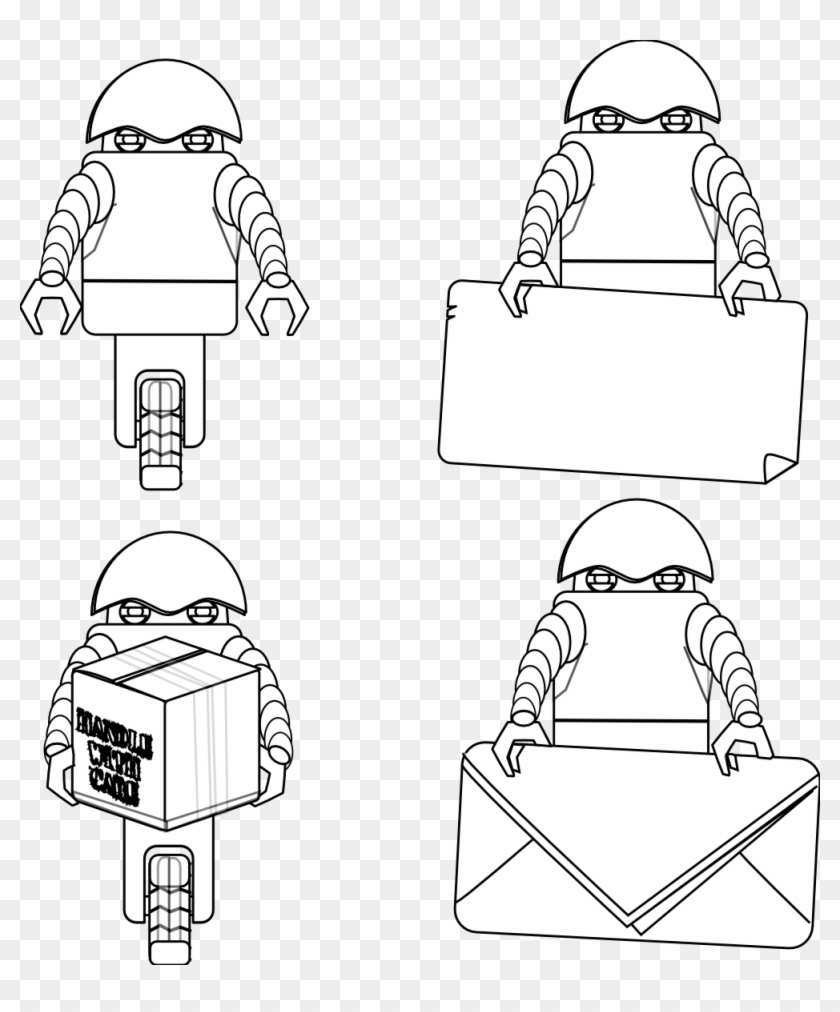 Robot Carrying Things Black White Youtube Clipartist - Cartoon - Png Download #4579274