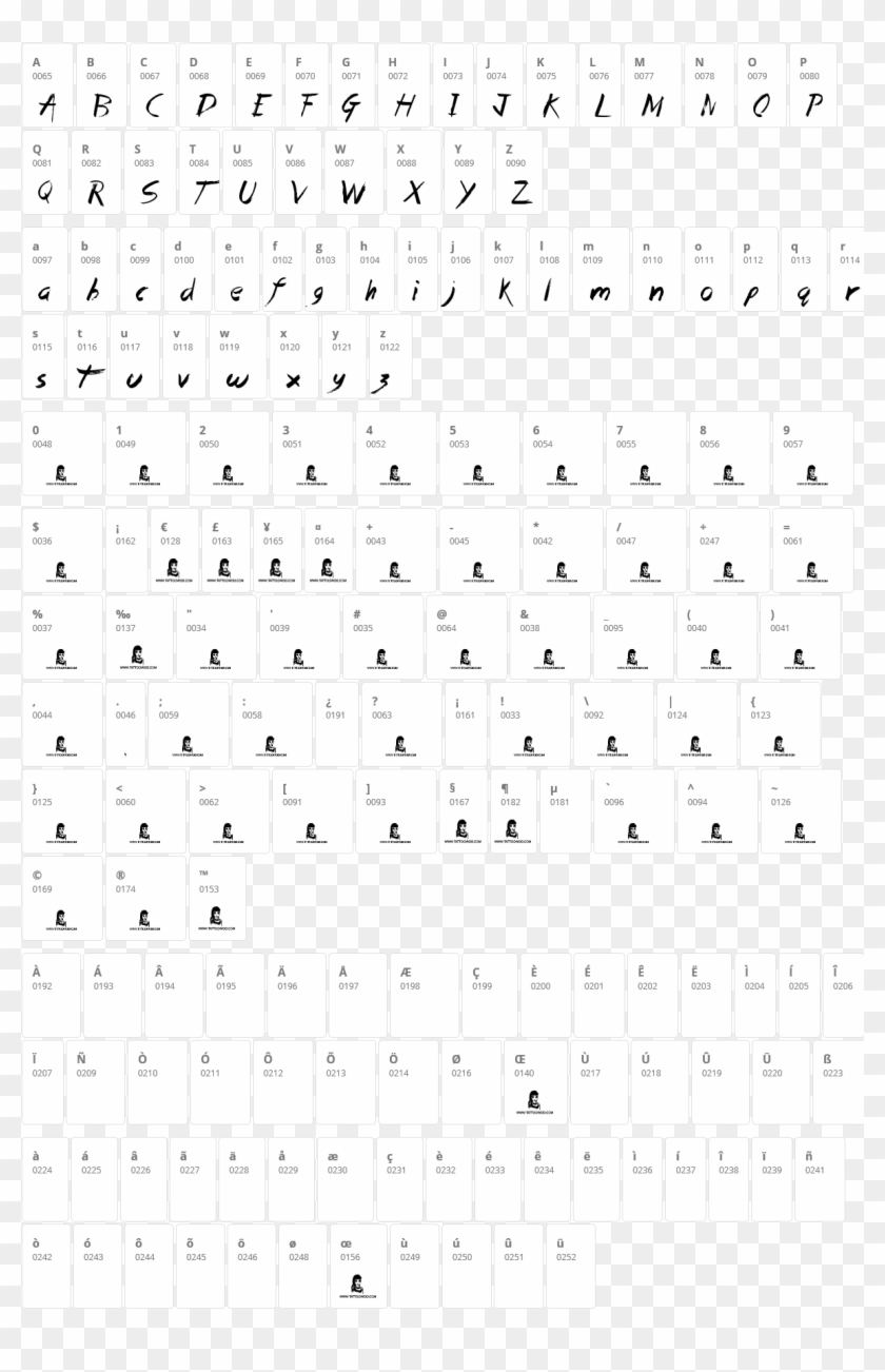 Dead Island Character Map - Font Clipart #4581265