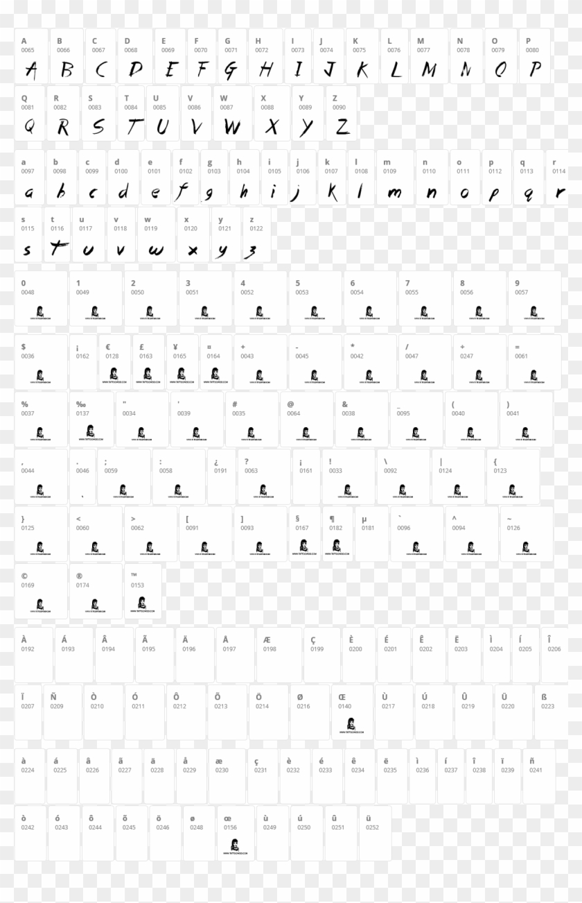 Dead Island Character Map - Font Clipart