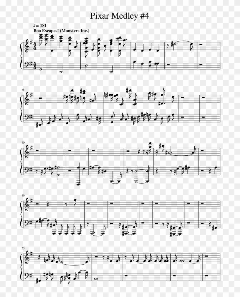 Pixar Medley - Sheet Music Clipart