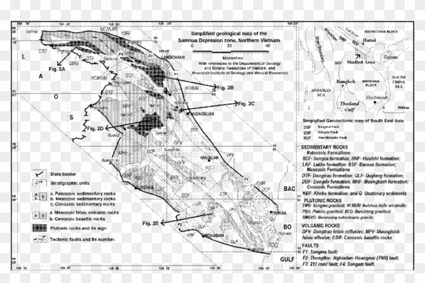 Simplified Geological Map Of The Samnua Depression - Fault Zone Of Vietnam Clipart