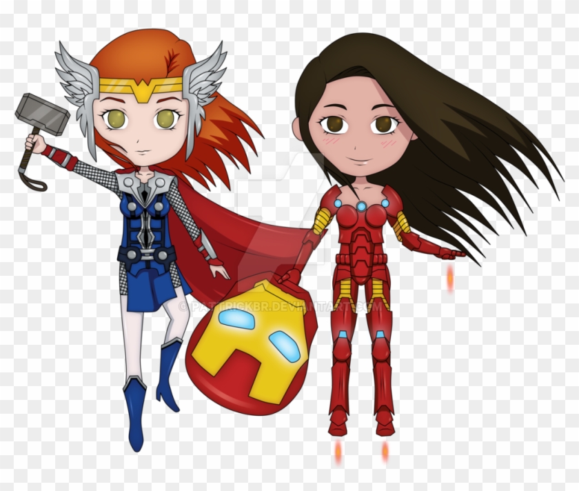 Thor Girl And Iron Woman By Pattrickbr - Cartoon Clipart