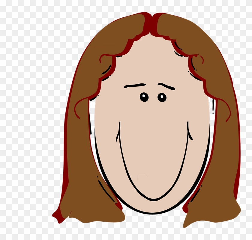 Female Brown Hair Happy - Cartoon Clip Woman Face With Brown Hair - Png Download #4582235