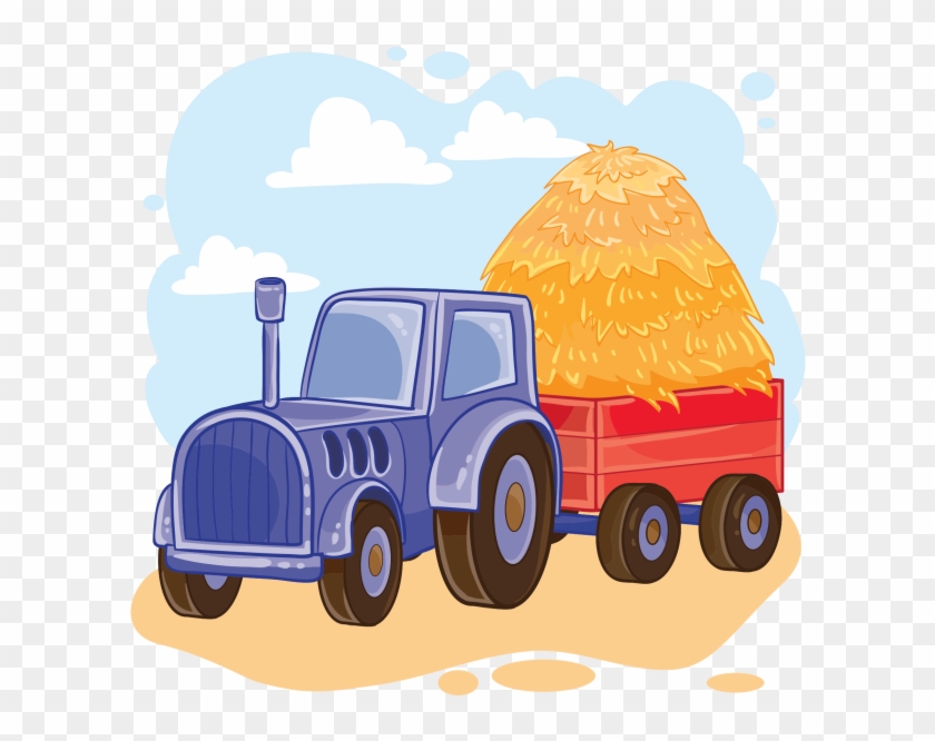 Tractor With Trolley Vector Clipart #4582285