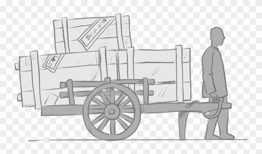 Cart Drawing Wagon Train - Cart Clipart #4582531