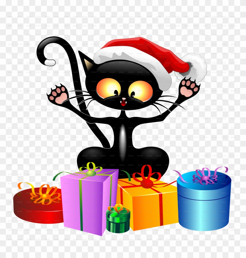 Cat Cartoon Christmas Png Clipart #4583649