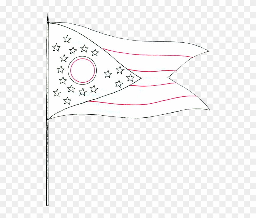 State Of Ohio Flag And Map Coloring Pages - Illustration Clipart