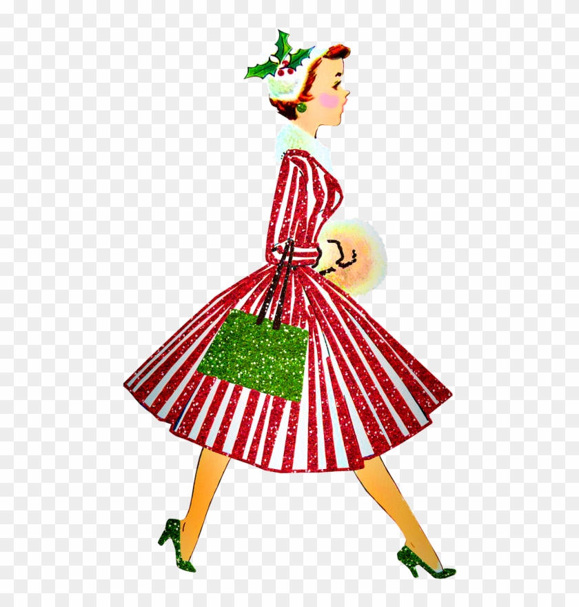 Mercadillos De Navidad - Vintage Christmas Ladies Clipart - Png Download