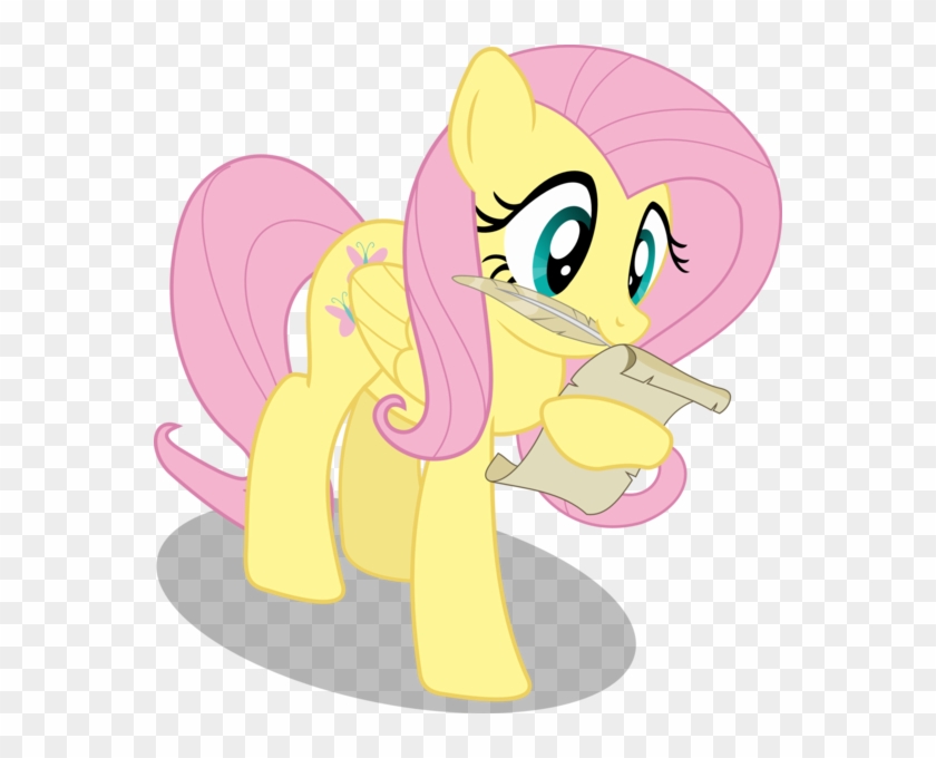 Matty4z, Cute, Fluttershy, Mouth Hold, Quill, Safe, - Cartoon Clipart