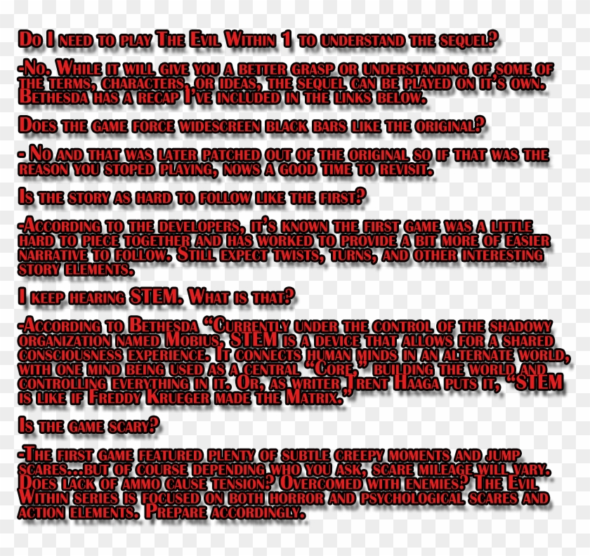 The Evil Within 2 Story Faq/recap Information - Art Clipart