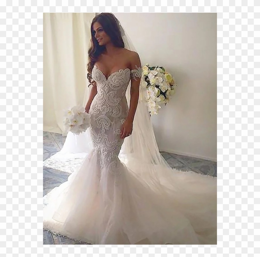 Vintage Wedding Dresses, Wedding Dresses Lace, Wedding - Backless Off The Shoulder Wedding Dress Clipart #4585824