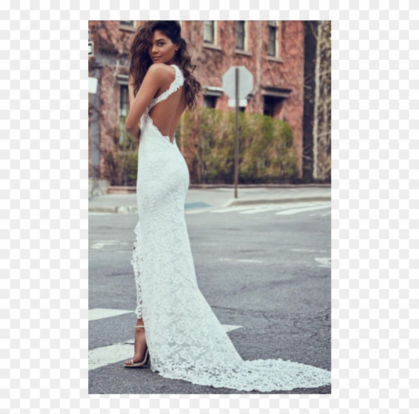 Wedding Dresses Backless, Wedding Dresses Mermaid, - Fitted Lace Open Back Wedding Dress Clipart