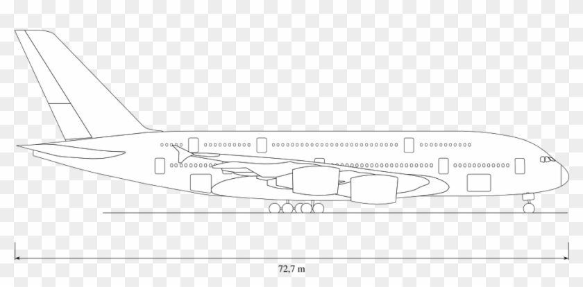 Airbus A380, Perfil, Vista Lateral, Avión, Dibujo - Airbus A380 Clipart #4585970