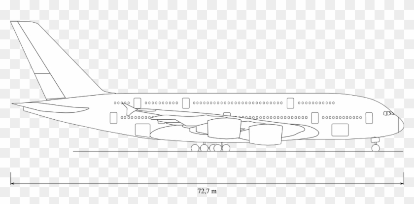 Airbus A380, Perfil, Vista Lateral, Avión, Dibujo - Airbus A380 Clipart