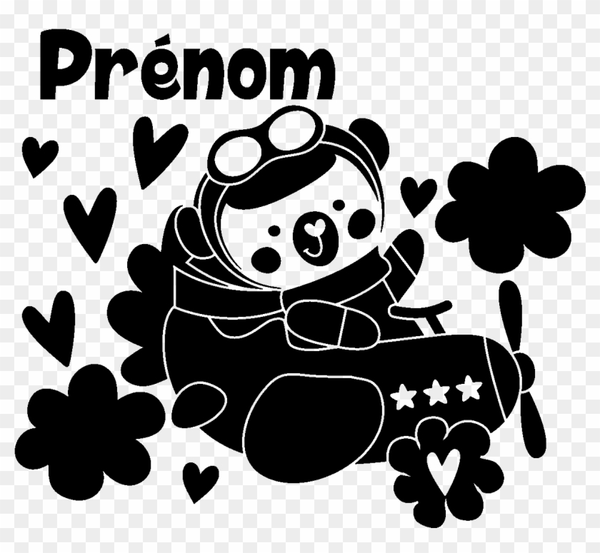 Sticker Prenom Personnalise Ourson Amoureux Dans L - Illustration Clipart