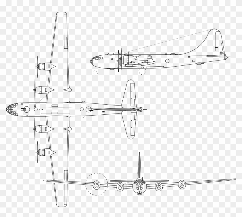 Dibujo 3 Vistas Del Boeing B-29 Superfortress - B 29 Clipart #4586410