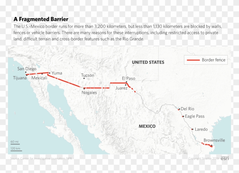 A Map Showing The Barriers Currently In Place Along - Atlas Clipart