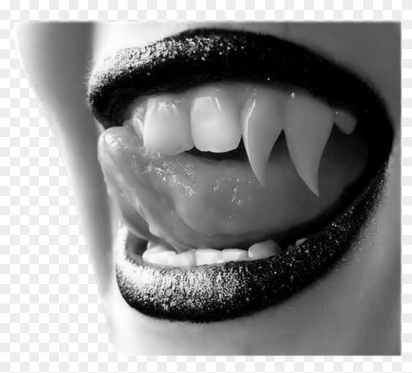 Sexy Girl Vampire Fangs Clipart #4587379